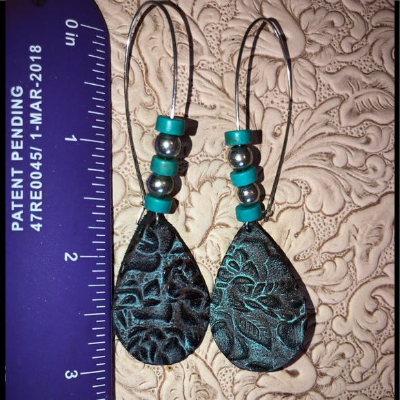 CowgirlZ at HEART Jewelry - LEATHER n TURQUOISE BEAD EARRINGS WIRES